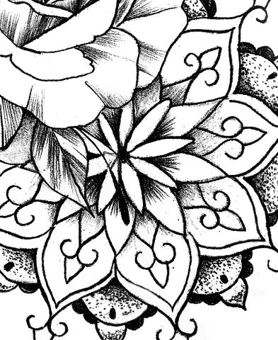 Buy Floral Ornamental Mandala, Flowers Peony and Chrysanthemum Instant  Download Printable Tattoo Design Tattoo Illustration With Stencil Online in  India - Etsy