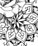 Roses pearls mandala tattoo design high resolution download