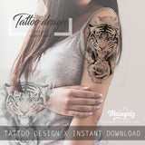 4 x Realistic tiger tattoo design high resolution download