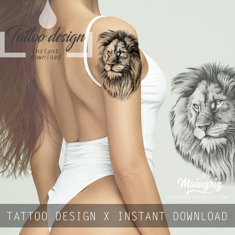 4 x Realistic lion tattoo design high resolution download