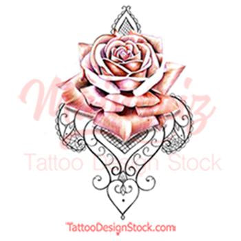 Realistic rose lace tattoo design high resolution download