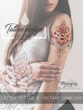 Realistic rose lace tattoo design high resolution download