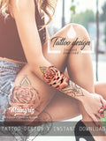 Realistic rose lace tattoo design high resolution download