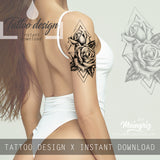 3 x Realistic rose tattoo design high resolution download