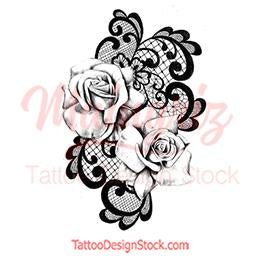 Realistic rose with lace - download tattoo design #5