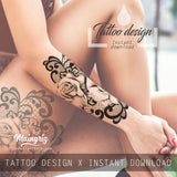 Realistic rose with lace - download tattoo design #6