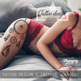 Realistic leg dreamcatcher  tattoo design high resolution download
