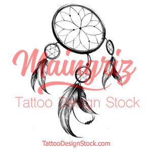 Realistic dreamcatcher  tattoo design high resolution download
