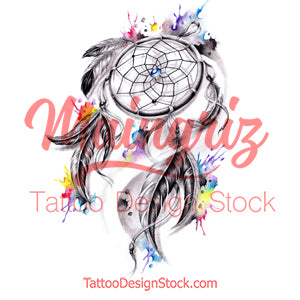Realistic dreamcatcher watercolor tattoo high resolution download