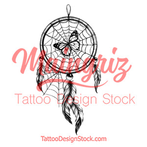 Realistic dreamcatcher with butterfly tattoo design high resolution download