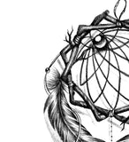 Realistic dreamcatcher with pearls and lace tattoo design high resolution download