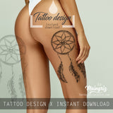 Realistic dreamcatcher with pearls  tattoo design high resolution download