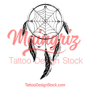Realistic dreamcatcher with pearls tattoo design high resolution download