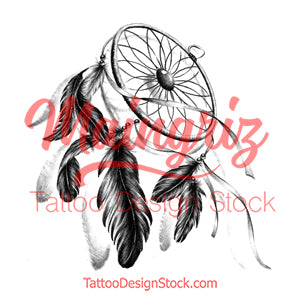 Realistic dreamcatcher with rubbon tattoo design high resolution download