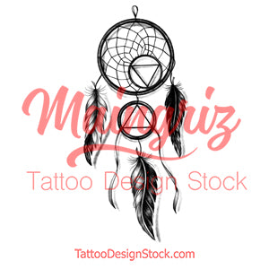 Realistic dreamcatcher with rubbon tattoo design high resolution download