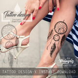 Realistic dreamcatcher with rubbon tattoo design high resolution download