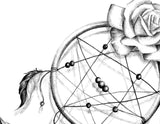 Realistic dreamcatcher with rose - download tattoo design