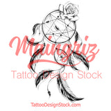 Realistic dreamcatcher with rose  tattoo design high resolution download
