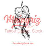 Realistic heart dreamcatcher tattoo design high resolution download