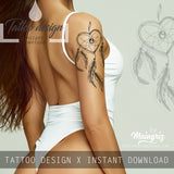 Realistic heart dreamcatcher tattoo design high resolution download
