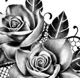 Realistic precious stone and rose with rose tattoo design high resolution download