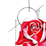 Realistic red rose and precious stone  tattoo design high resolution download