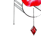 Realistic red rose and precious stone  tattoo design high resolution download