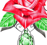 Realistic rose and precious stone tattoo design high resolution download