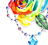 Realistic rose with precious stone tattoo design high resolution download