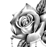 Realistic rose with diamond and lace  tattoo design high resolution download