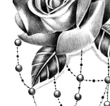 Realistic rose with diamond and lace  tattoo design high resolution download