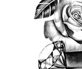 Realistic rose with diamond  tattoo design high resolution download