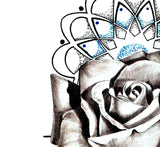 Realistic rose and indigo stone tattoo design high resolution download