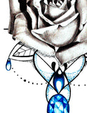 Realistic rose and indigo stone tattoo design high resolution download