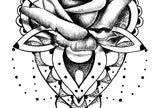 3 x Realistic rose with mandala  tattoo design high resolution download