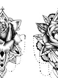3 x Realistic rose with mandala  tattoo design high resolution download