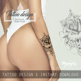 3 x Realistic rose with mandala  tattoo design high resolution download
