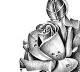 Realistic rose with precious stone tattoo design high resolution download