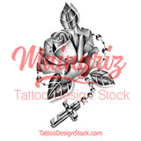 Realistic rose with precious stone tattoo design high resolution download