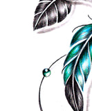 Realistic rose and precious stone with feather tattoo design high resolution download