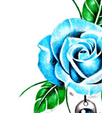 Realistic rose with precious stone and key tattoo design high resolution download