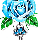 Realistic rose with precious stone and key tattoo design high resolution download