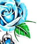 Realistic rose with precious stone and key tattoo design high resolution download