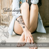 Realistic rose with precious stone tattoo design high resolution download