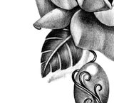 Realistic rose with precious stone tattoo design high resolution download