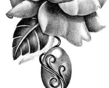 Realistic rose with precious stone tattoo design high resolution download