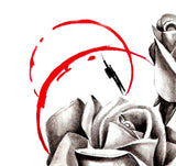Realistic rose with rubis stone tattoo design high resolution download
