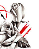 Realistic rose with rubis stone tattoo design high resolution download