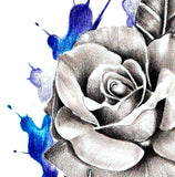 Realistic rose and saphir  tattoo design high resolution download