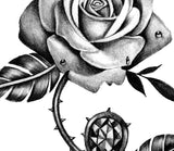 Realistic rose with precious stone tattoo design high resolution download